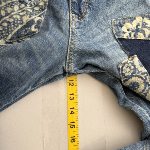 Anthropologie Pilcro The Borrowed Boyfriend Patchwork Jean Womens 25 Boho Hippie - Picture 14 of 16